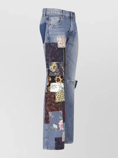 Junya Watanabe Patchwork Distressed Jeans In Blue