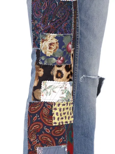 Junya Watanabe Patchwork Distressed Jeans In Blue