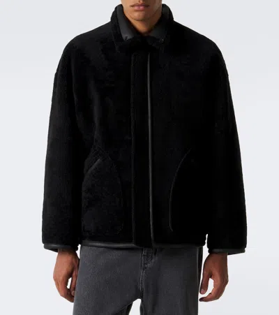 Auralee Reversible Shearling Jacket In Black