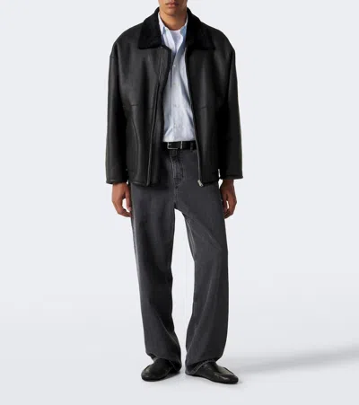 Auralee Reversible Shearling Jacket In Black