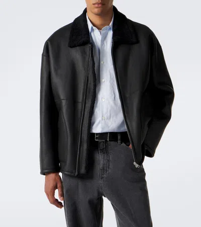 Auralee Reversible Shearling Jacket In Black