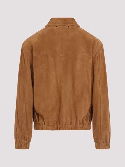 Paul Smith Oversized Leather Jacket In Brown