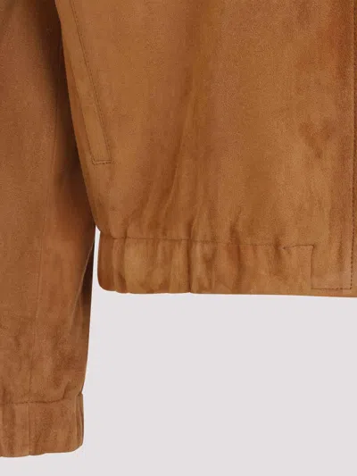 Paul Smith Oversized Leather Jacket In Brown