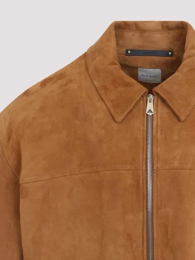Paul Smith Oversized Leather Jacket In Brown