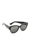 Saint Laurent Monochromatic Cat-eye Sunglasses, Black In Black/gray Solid