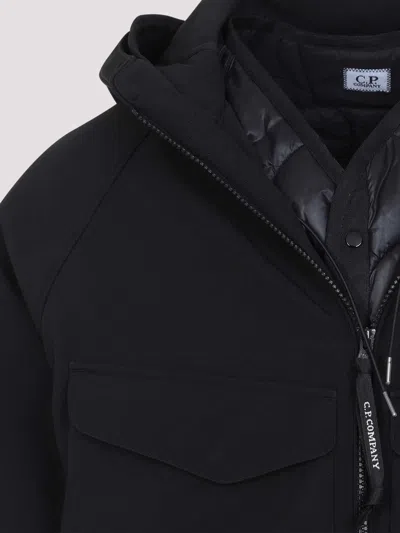 C.p. Company C.p.company Total Eclipse Shell Padded Hooded Lens Jacket In Black