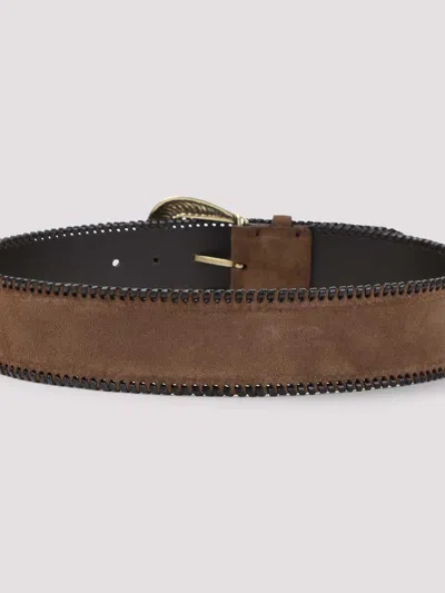 Etro Multicolor Paisley Solid Belt In Brown