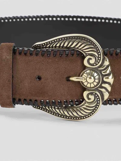 Etro Multicolor Paisley Solid Belt In Brown