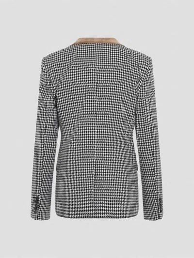 Tom Ford Houndstooth Single Breasted Tailored Jacket In Multi