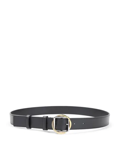 Jacquemus Salon Leather Belt Slim Adjustable Design In Black