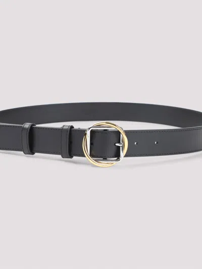 Jacquemus Salon Leather Belt Slim Adjustable Design In Black