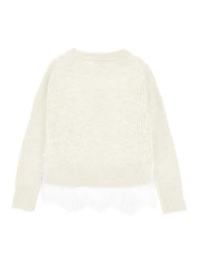 Ermanno Scervino Pullover With Lace In Neutral