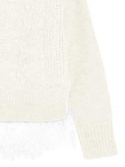 Ermanno Scervino Pullover With Lace In Neutral