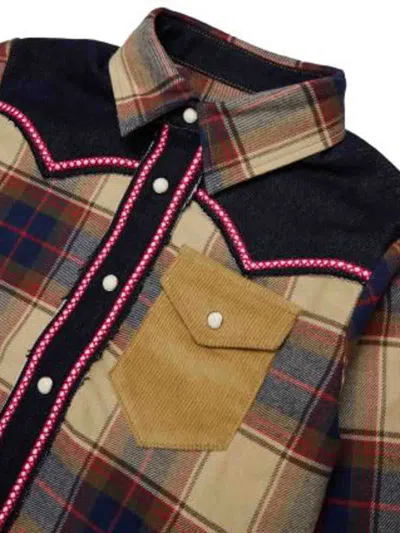 Dsquared2 체크 프린트 코듀로이 포켓 셔츠 In Multi
