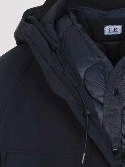 C.p. Company C.p.company Total Eclipse Shell Padded Hooded Lens Jacket In Blue