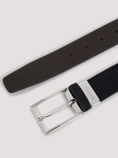 Canali Men Blue Solid Formal Belt In Blue