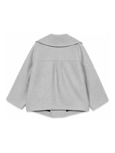 Balmain Double-breasted Coat In Gray