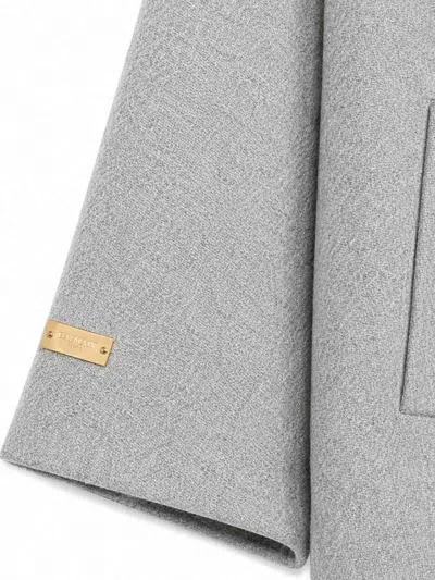 Balmain Double-breasted Coat In Gray