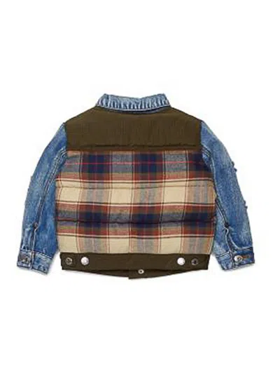 Dsquared2 Kids Patchwork Checked Denim Jacket In Multi