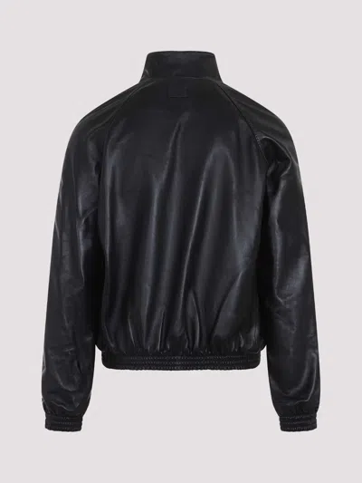 Acne Studios Leather Bomber Jacket In Black