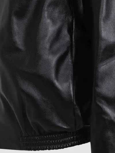 Acne Studios Leather Bomber Jacket In Black