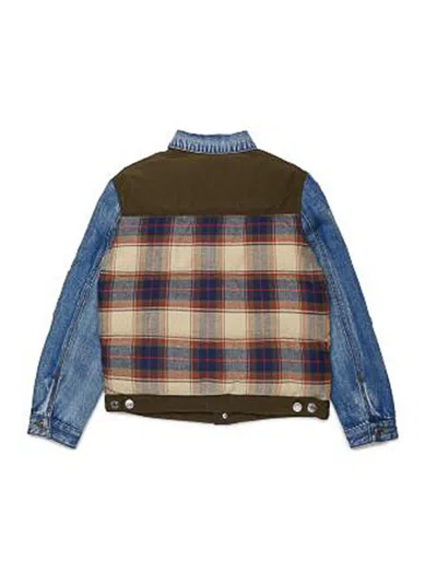Dsquared2 Kids Patchwork Checked Denim Jacket In Multicolour