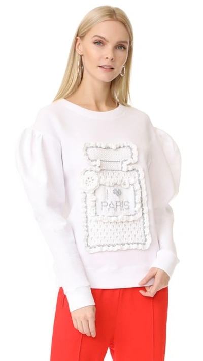 Michaela Buerger Puff Sleeves Sweatshirt In White