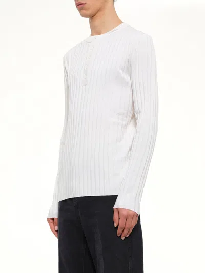 Amiri Script Knit Henley In Multi