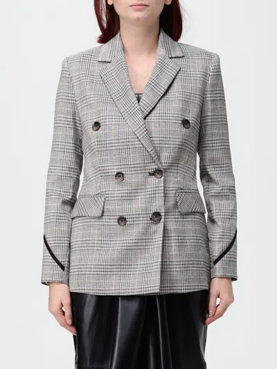 Hanita Check-pattern Double-breasted Jacket In Gray