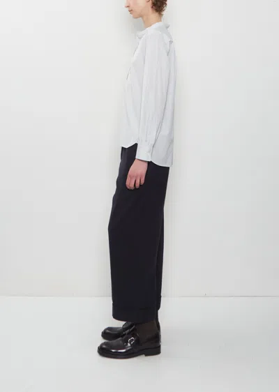Margaret Howell Cotton Micro Stripe Pull On Collarless Shirt In Multi