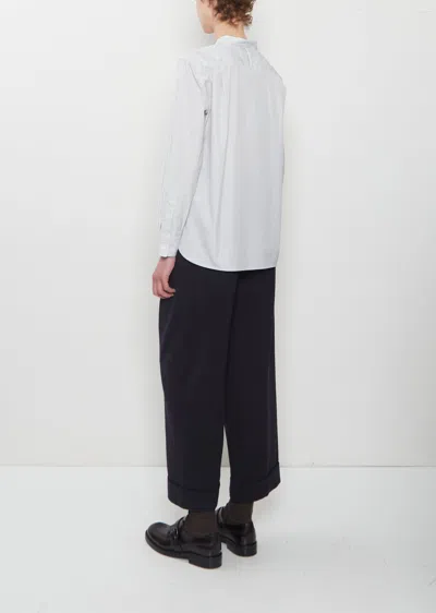 Margaret Howell Cotton Micro Stripe Pull On Collarless Shirt In Multi