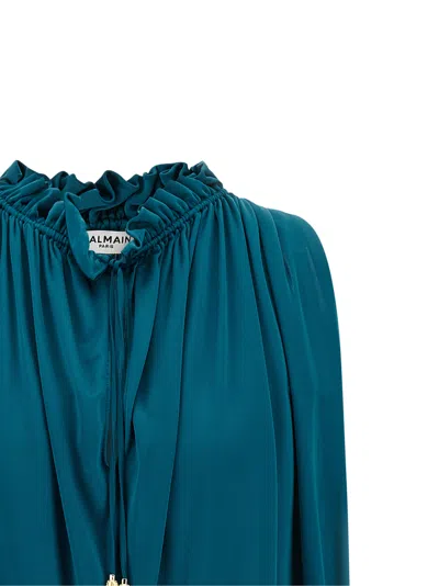 Balmain Solid Color Sleeveless Pullover Top In Blue