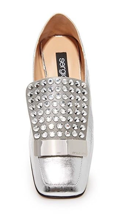 Shop Sergio Rossi Flat Slides In Silver