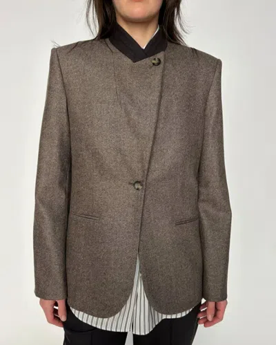 Twp Buttoned Up Blazer In Brown