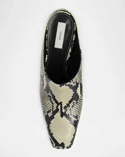 Totême Bar 85mm Python-embossed Leather Mules In Animal Print