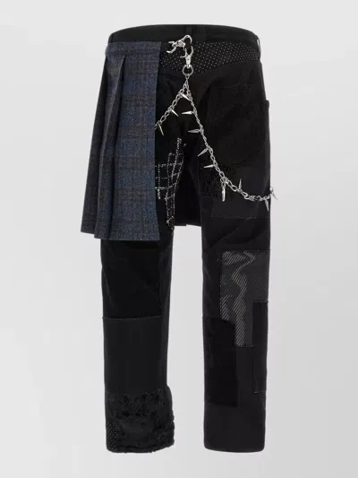 Junya Watanabe Kilt-panel Patchwork Jeans In Black