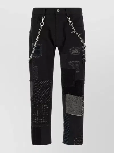 Junya Watanabe Kilt-panel Patchwork Jeans In Black