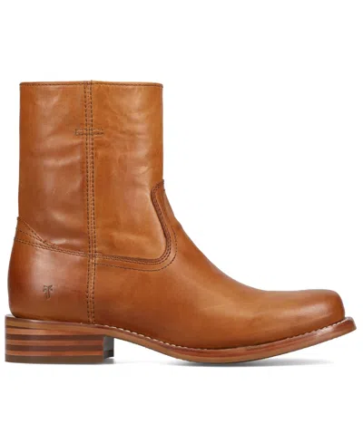 Frye Campus Leather Plain Toe Zip Boot In Brown
