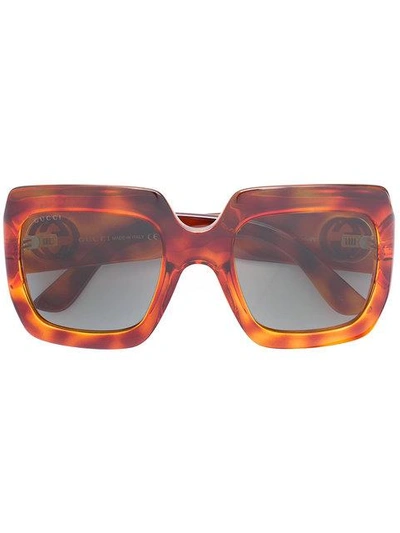 Shop Gucci Eyewear Oversized Square Sunglasses - Brown