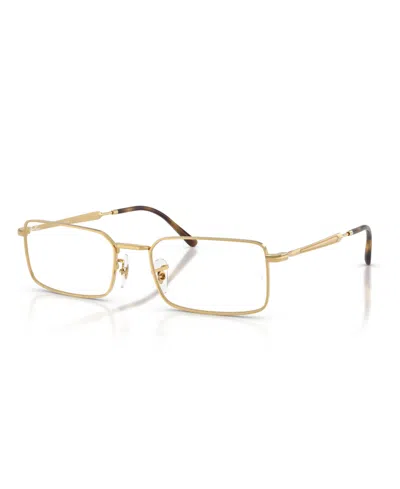 Ray Ban Rectangle-frame Glasses In Gold