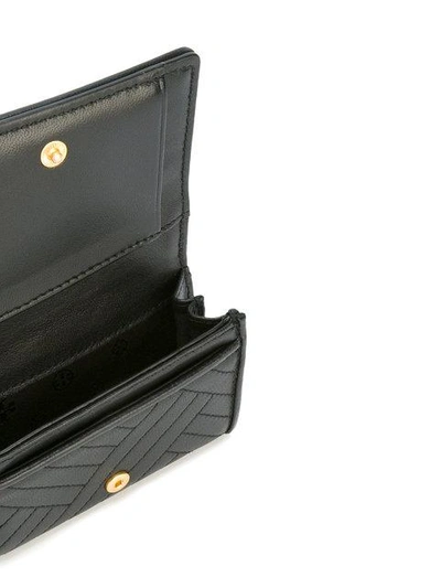 Tory Burch Alexa Foldable Mini Leather Wallet In Black/gold | ModeSens