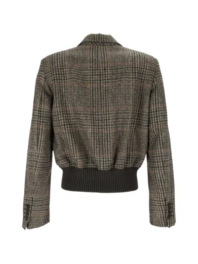 Aspesi Check-pattern Virgin Wool Jacket In Gray