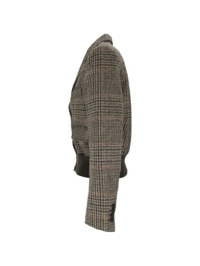Aspesi Check-pattern Virgin Wool Jacket In Gray