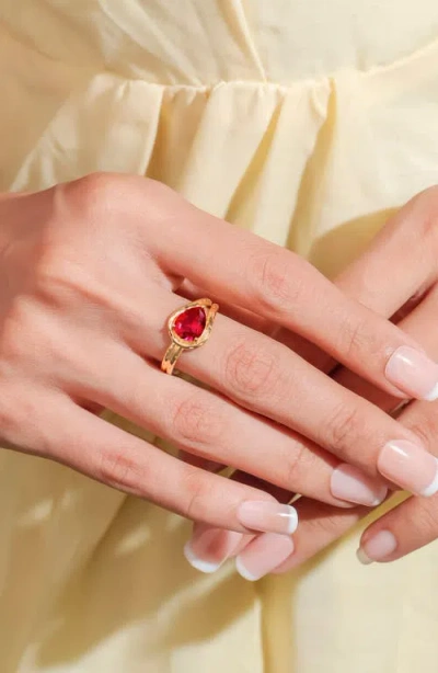 Ys Gems Lab Created Ruby Pear Ring In Pink