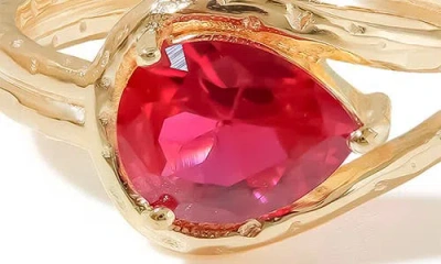 Ys Gems Lab Created Ruby Pear Ring In Pink