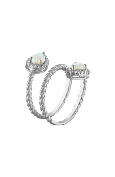Fzn Pear Created Opal Wrap Ring In White