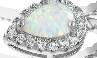 Fzn Pear Created Opal Wrap Ring In White