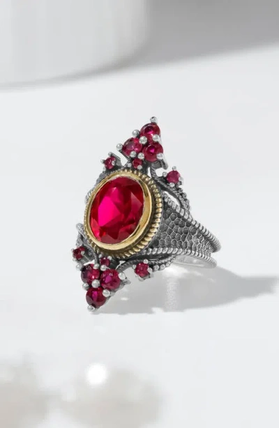 Ys Gems Lab Created Ruby Statement Ring In Pink