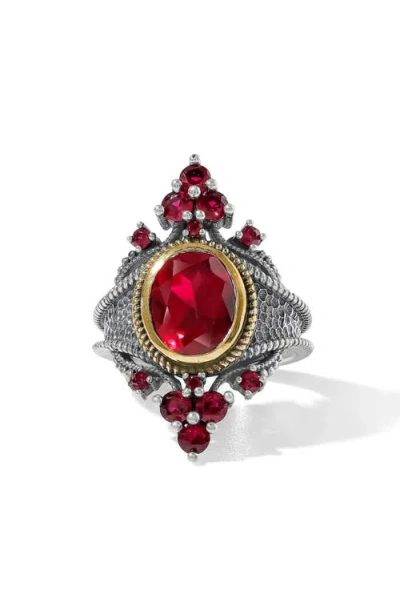 Ys Gems Lab Created Ruby Statement Ring In Pink