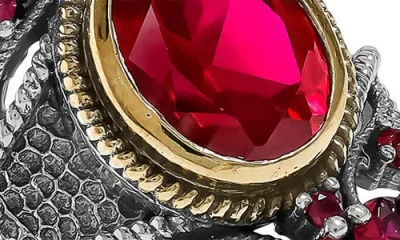 Ys Gems Lab Created Ruby Statement Ring In Pink
